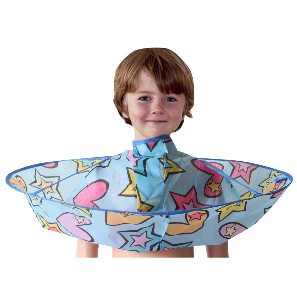 Cape de coupe de cheveux pour enfants, pour garçons et filles, tablier de coiffeur, accessoire anti-poussière pour shampoing: Sky Blue (M)