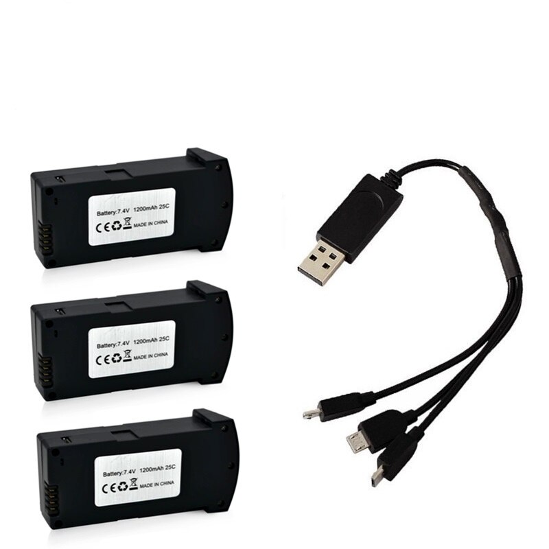 Cargador de batería LiPo 3 en 1, 7,4 V, 1200 MAH, 25C, para E520, E520S, JD-22S, recambios de cuadrirrotor RC, 1200 mAh, 7,4 V: Morado