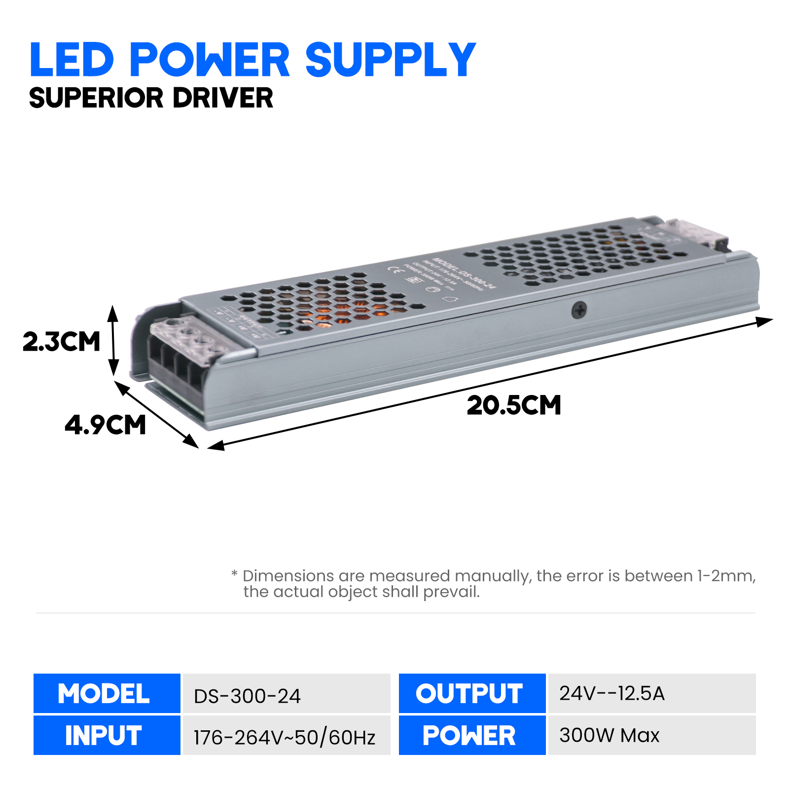 12 Volt Power Supply Lighting Transformer AC180-250V To DC 12V 24V Power Source Adapter For Led Strip 60W-400W LED Driver: Silver