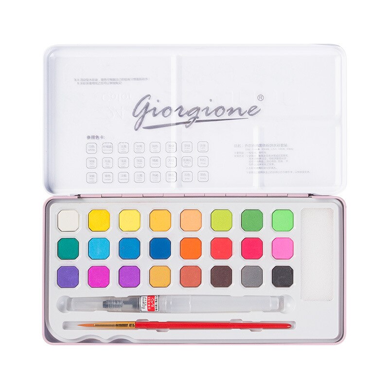18/24 Color Tin Box Solid Watercolor Paint Set Beginner Sketch Painting Art Learning School Supplies
