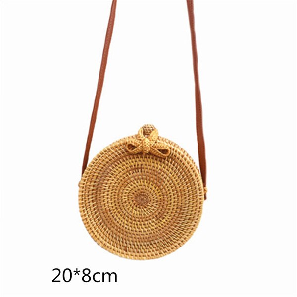 Gusure Vintage Handmade Crossbody Women Bag Round Beach Circle Rattan Bag Small Shoulder Bags Bohemian Handbags Travel Styles: style-14