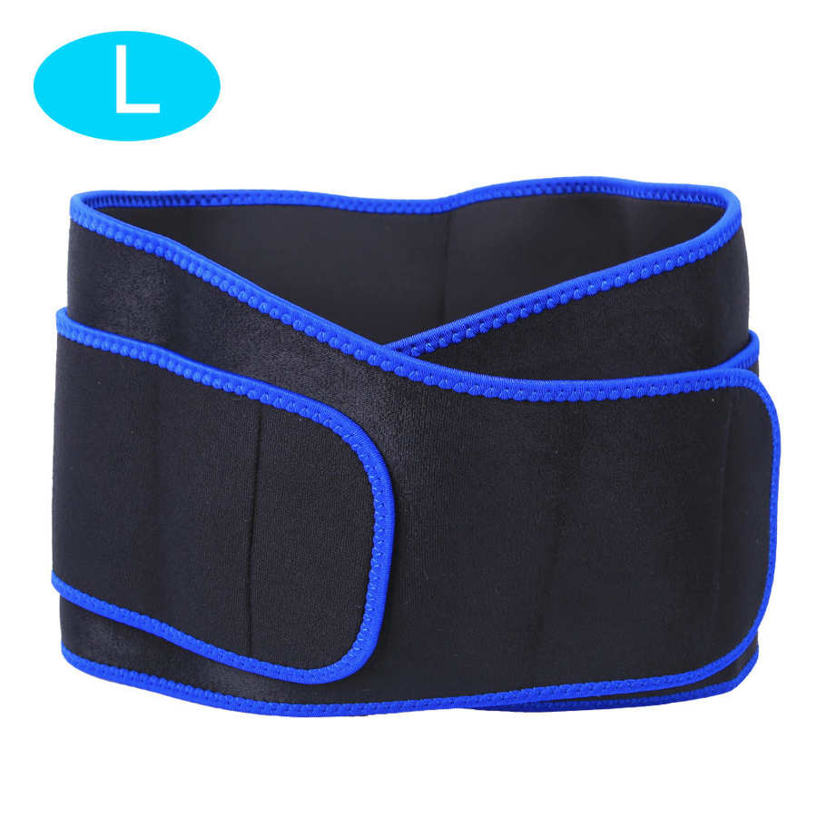 Fitness riem taille cincher verstelbare warme elastische voor sport fitness: Zwartblauwe rand l