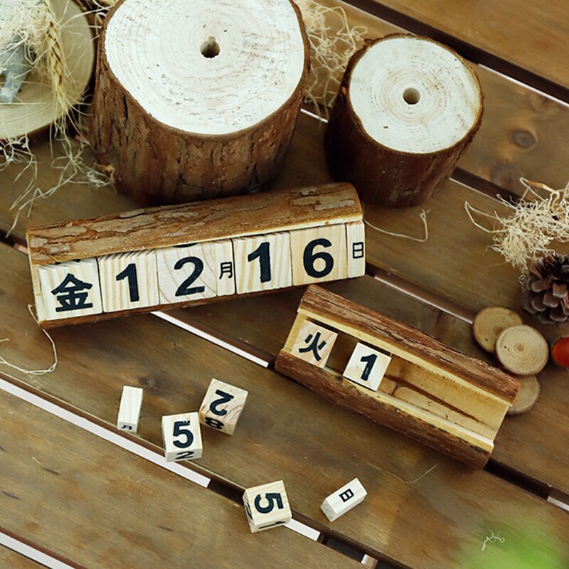 ¡Oferta! 1 Uds., calendario pequeño de madera maciza Manual , calendario de cuenta atrás, decoración de escritorio, adornos artesanales de madera para decoración del hogar