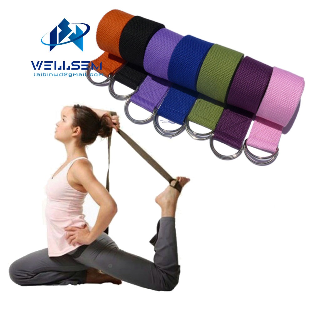 Wellsem Multi-Kleuren Vrouwen Yoga Stretch Strap D-Ring Belt Fitness Oefening Gym Touw Figuur Taille Been weerstand Fitness Band