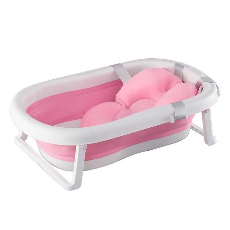 style foldable baby bathtub folding baby bath tub: pink with  cushion