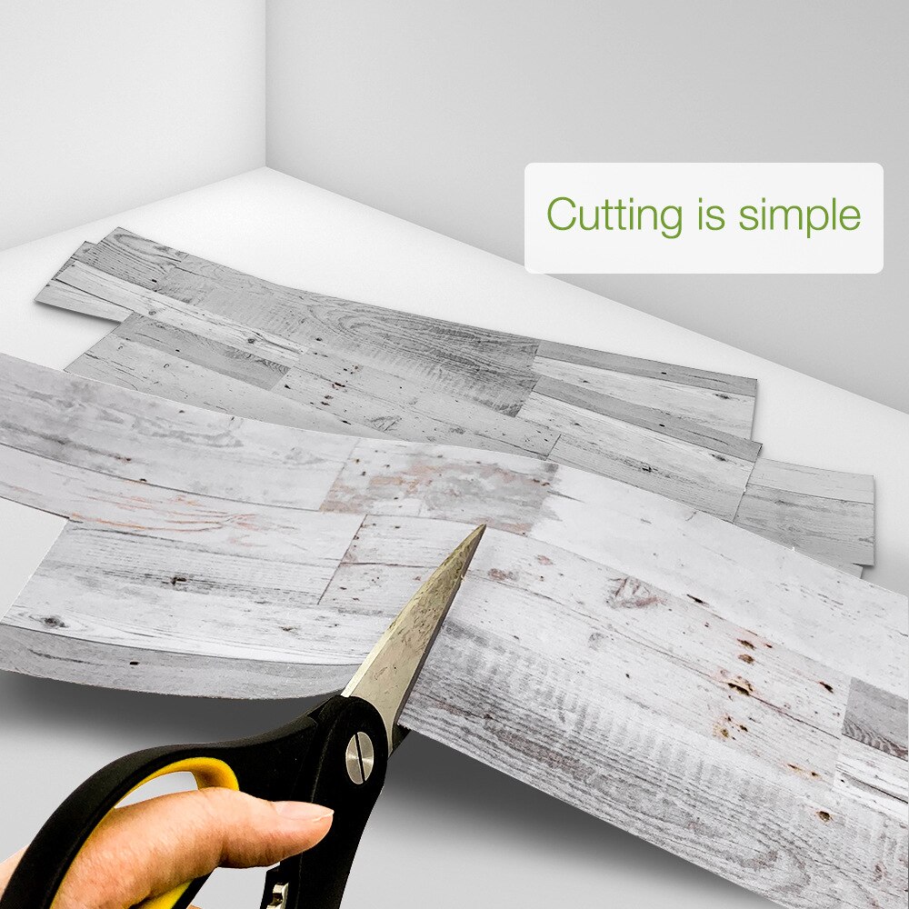 14Pcs/1㎡ White Wood Grain Tile Kitchen Self-adhesive Wall Floor Decor Stickers Bathroom Home DIY Tile Sticker