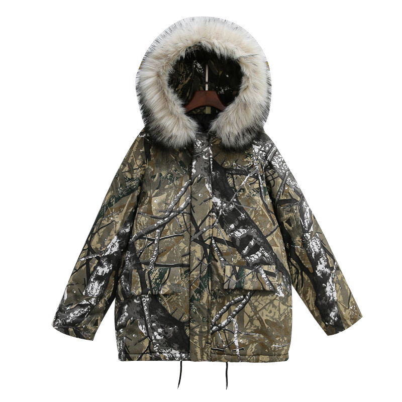 Snowboarding Jackets Men Women Warm Snow Coat Large Size Snowboard Cotton Clothes Printing Pattern Camouflage Korean Style: Green / L