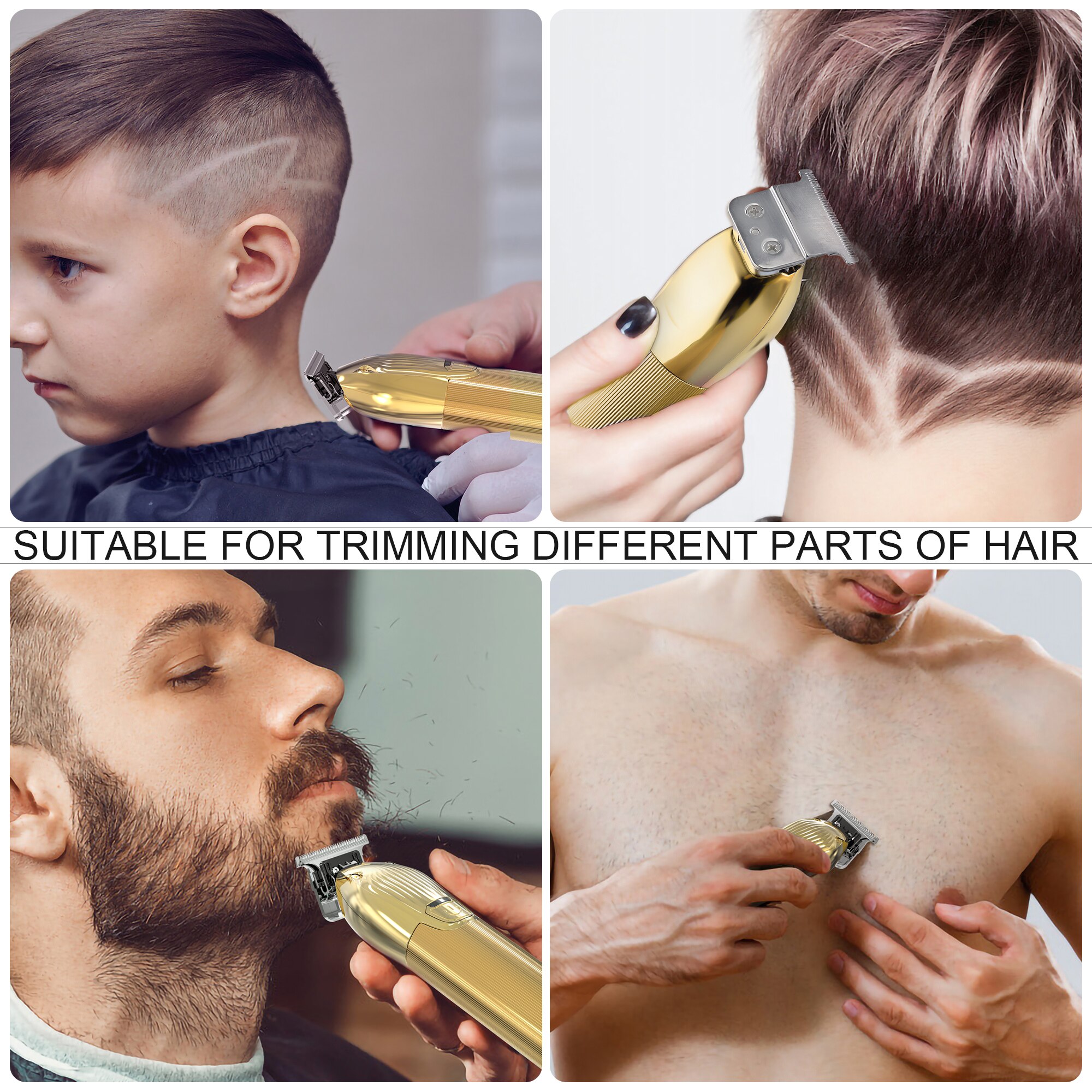 Hatteker Hair Clippers Cordless Pro Li Outlining Trimmer T-blade Hair Cutting Kit Barber Beard Trimmer Kids USB