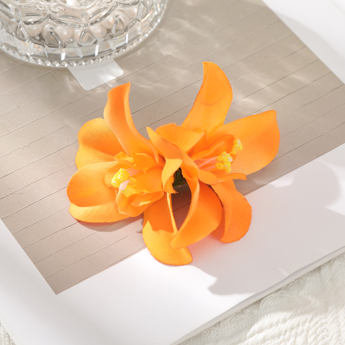 AWAYTR-horquilla de flores de Cattleya, horquillas florales artificiales, tocados de San Valentín, accesorios para el cabello para niña, para el día de la madre: Lavanda