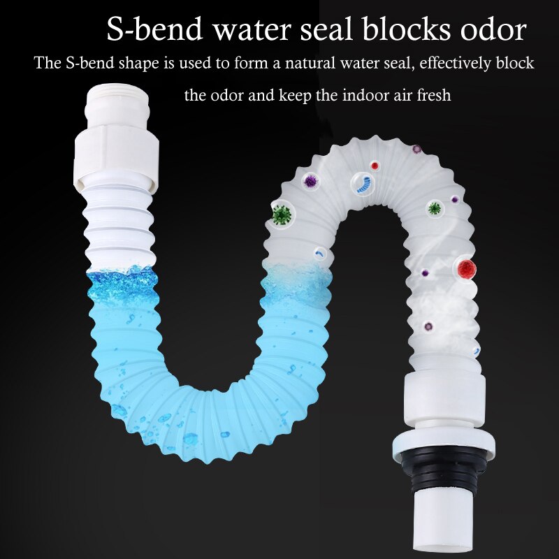 Wash Basin Down Pipe Wash Basin Stainless Steel Deodorization Drainage Hose Downcomer Large Displacement Water Pipe