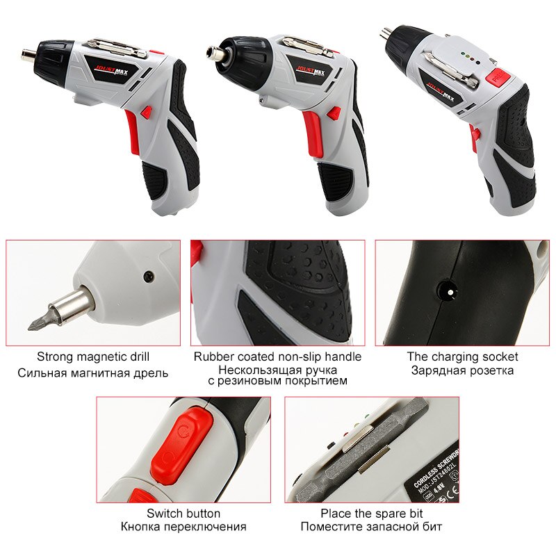 Elektrische Schroevendraaier 4.8V Draagbare Draadloze Boor 45 Bits Mini Cordless Power Met Led Licht Schroevendraaier Gereedschap Voor Thuis Отвертки