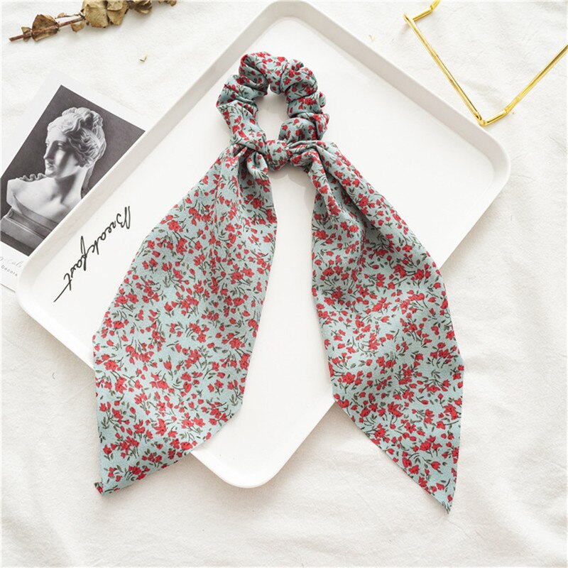 Accesorios para el cabello para mujer, Floral, lazo moño, niñas, flores, Scranchis, adornos de niñas, diadema, banda de goma: blue