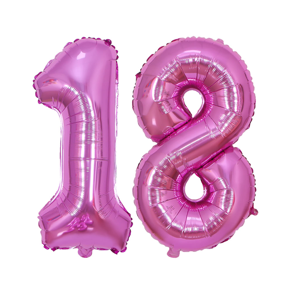 32 pulgadas Número grande dígitos oro negro plata verde rojo azul adulto 18 cumpleaños decoraciones globos suministros para de aniversario: Rosa