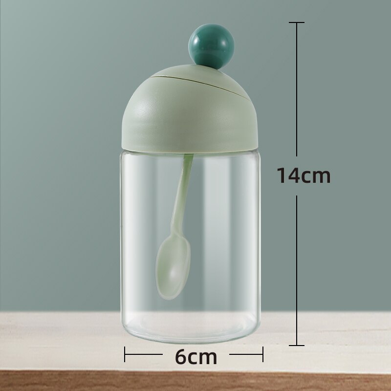 Plastic Small Spice Jar Dispenser Cooking Spoon Top Seal Spice Jar Set Organizer Pepper Salero De Cocina Kitchen Utensils OC50TL: 14x6cm green