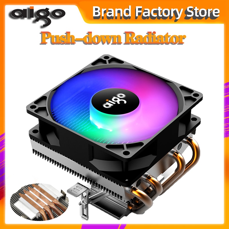 Aigo PC CPU Koelventilator Koeler 4 Heatpipes CPU Koeler Fan Radiator Aluminium Heatsink CPU Koeler voor LGA/115X /AM3/AM4/1366
