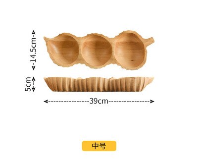 Massivt tre frukt tallerkener peanøtter form desserter tallerken sushi tallerken blad form desserter tallerken flerbruks serveringsbrett: Dm