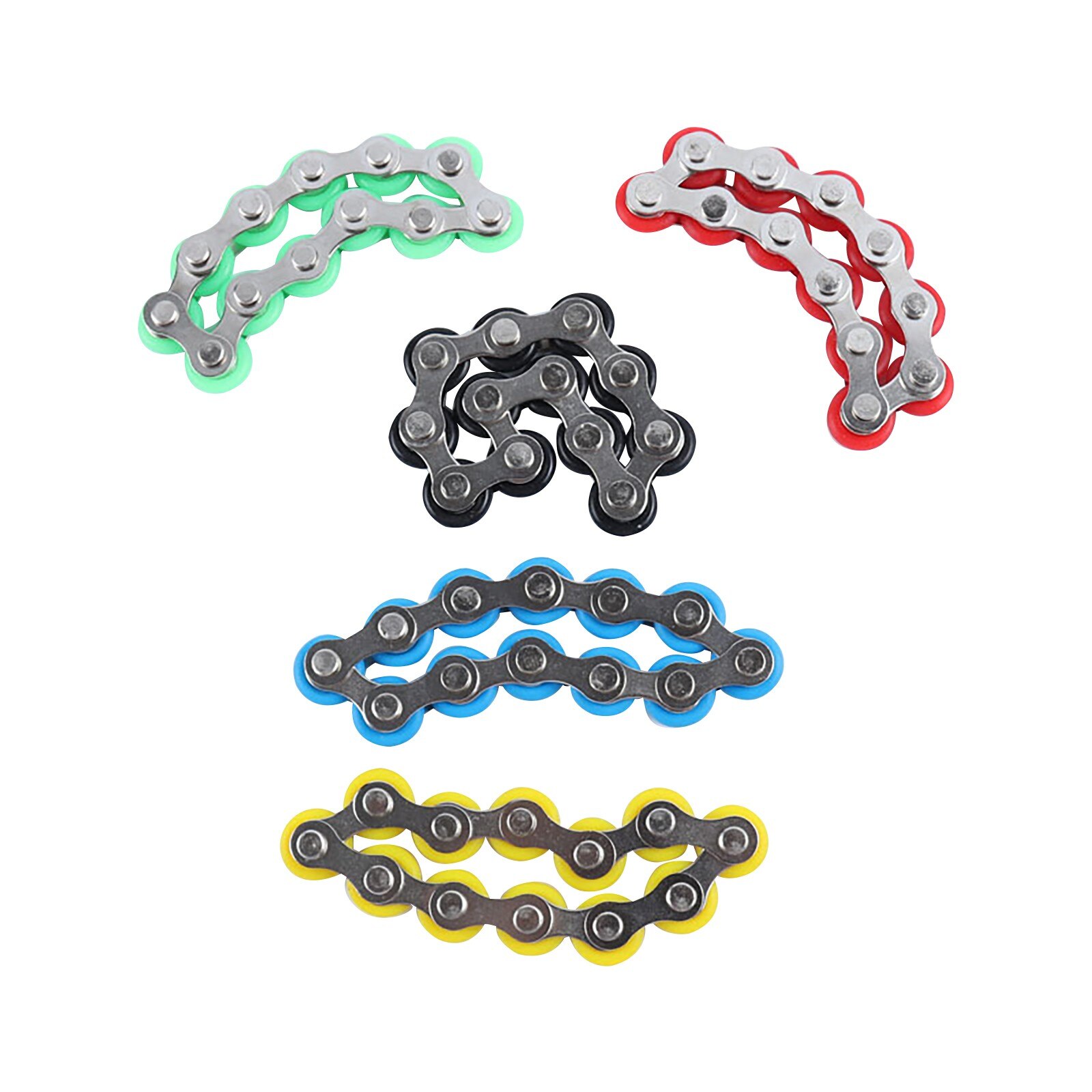 12 Knots Bicycle Chain Buckle Fidget Toy Stress Reliever Anxiety Relief Vent Decompression for Kids Adults Key Ring Finger Toys