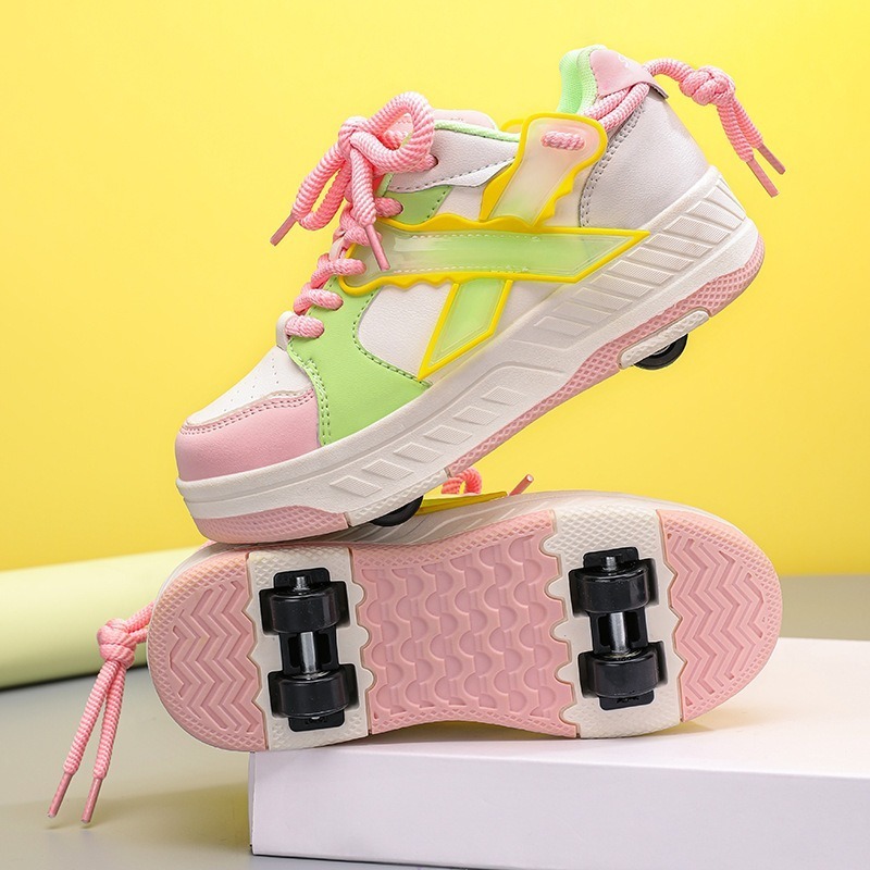 Rollschuhschuhe für Kinder, Jungen und Mädchen, verbesserte modische Turnschuhe mit 4 Rädern für Kinder, vielseitige Rollschuhschuhe, Weihnachten