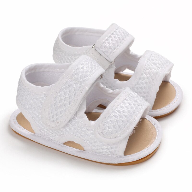 Sandales d'été en maille pour -né, filles et garçons, respirantes et confortables, antidérapantes, à semelle souple, pour nourrissons et tout-petits: White / 13-18 mois