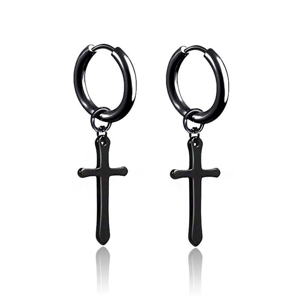 1 Pair Black Stud Earrings Mens Earrings Stainless Steel Black Earrings for Men Women Jewelry Piercing Hoop Earrings Set: Style 13