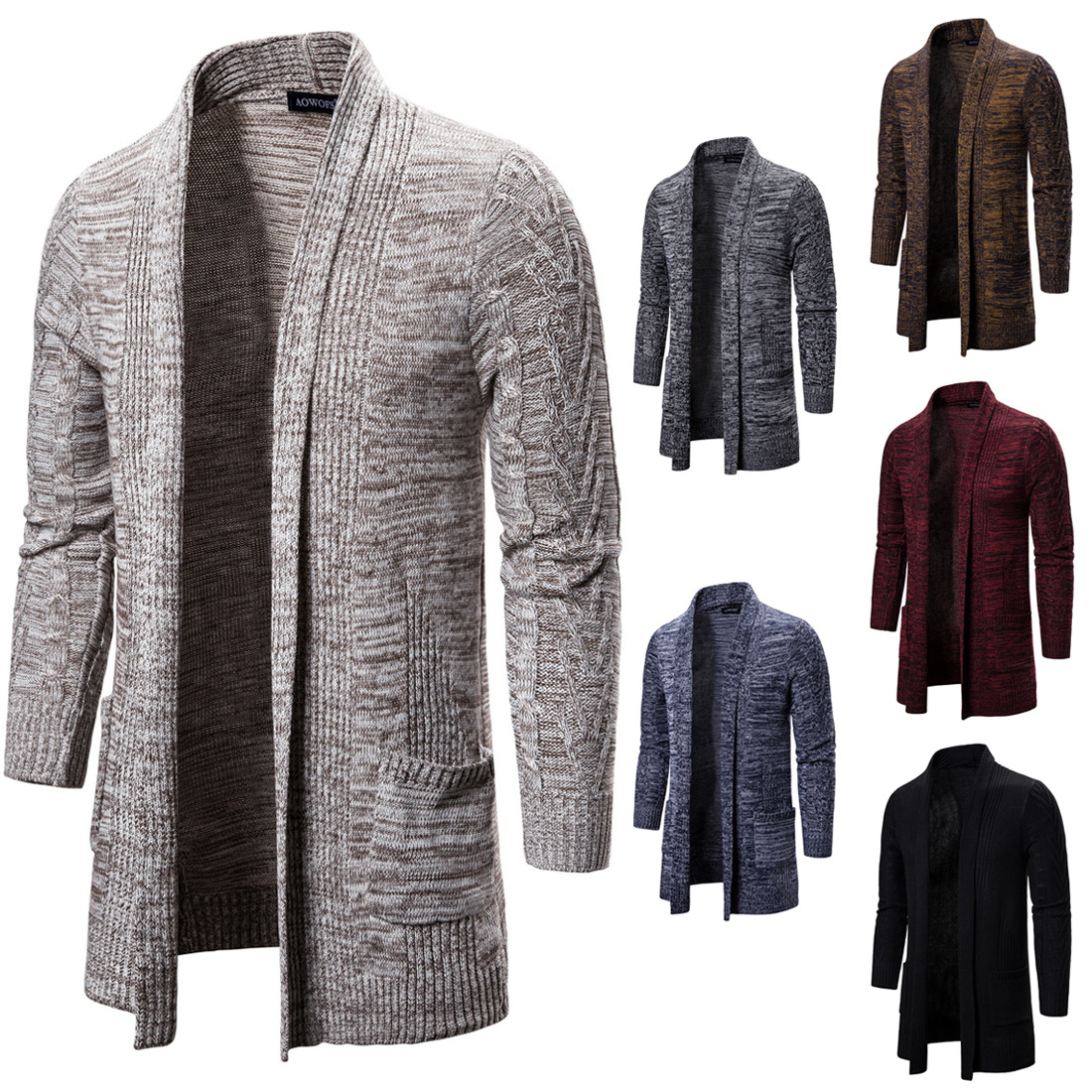 Mannen Lange Gebreide Trui Jassen Casual Vest Mannen X-Lange Gebreide Vest Jas Effen Kleur Sweatercoat
