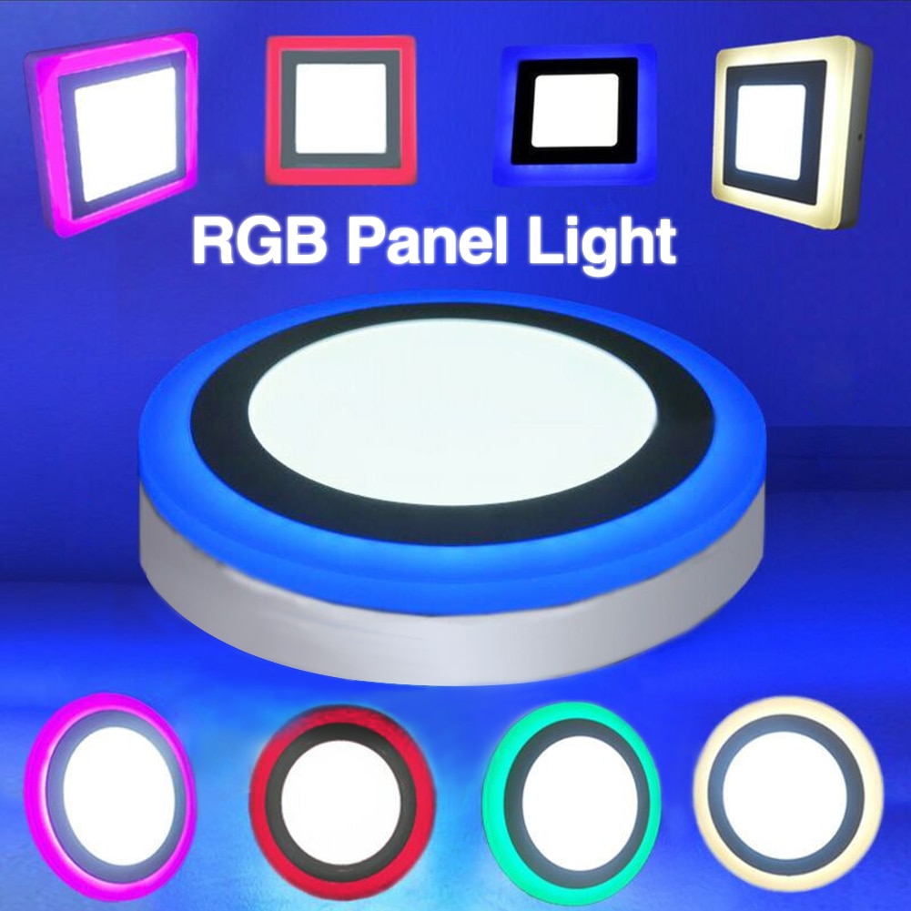 Ronde Vierkante Dimbare Rgb Led Oppervlak Verzonken Panel Licht Kleurrijke Rgb Plafondlamp Paneel Licht + Afstandsbediening 5W 9W 16W