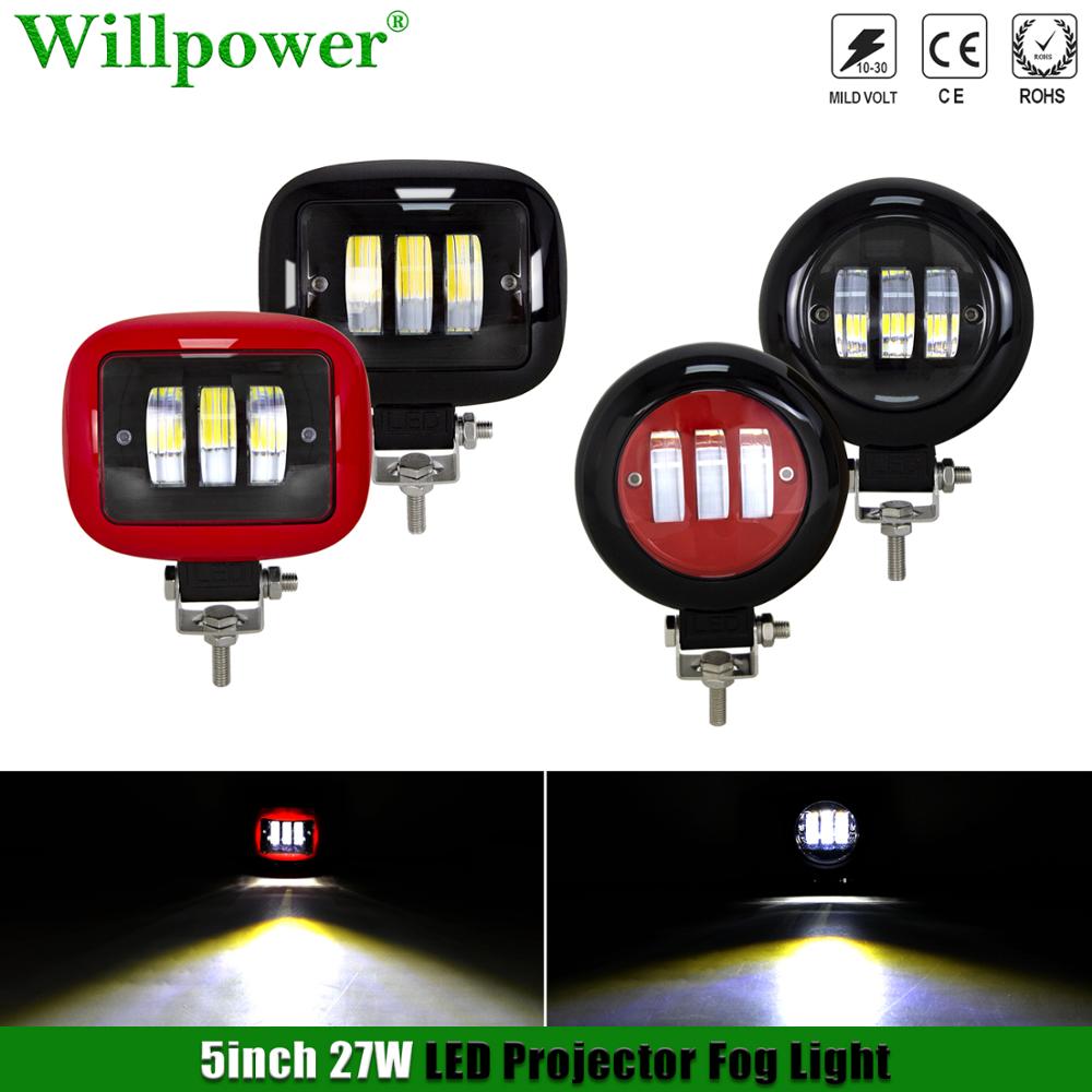 Offroad Auto 27W 5 "Led Projector Koplamp Spotlight Voor Jeep Wrangler Jk 4X4 Truck Utv Atv suv 6000K Wit Ronde Mistlamp