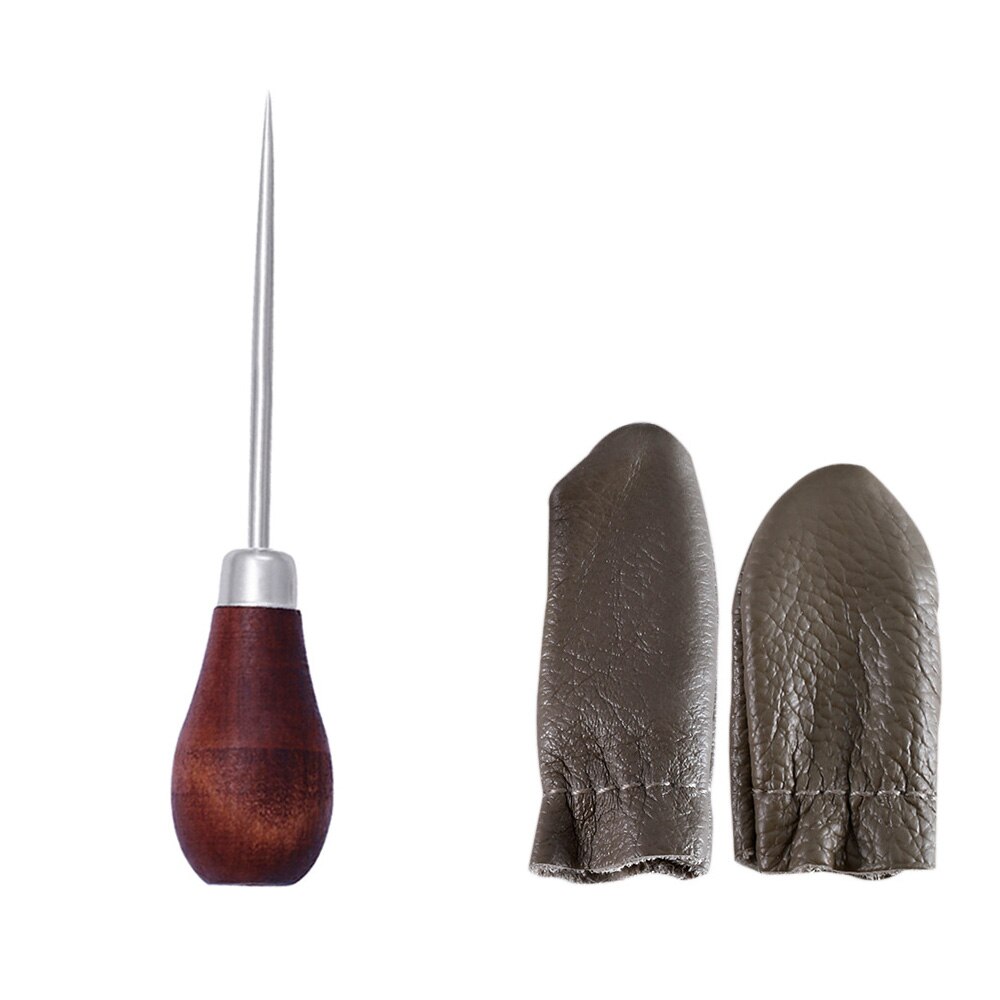 Wooden Handle Awls DIY Punching Leather Tent Sewing Awl Pin Punch Hole Shoes Repair Tool Hand Stitcher Leather Craft Needles: Y