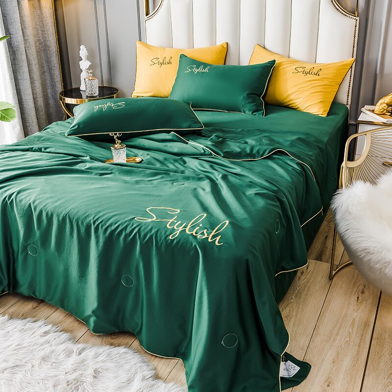 Vasket silke sommer kjølig quilt firedelt sommer kjølig klimaanlegg er ensfarget enkel dobbel sommerdyne  lb63017: 200 x 230cm / En