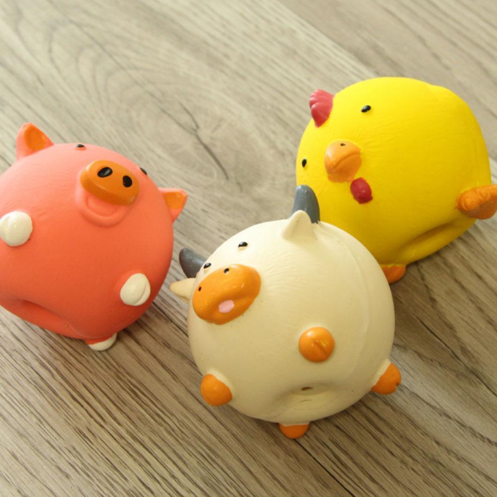 Boule vocale en Latex pour animaux de compagnie, broyage des dents, jouets, Rose, rouge, cochon, boules jaunes, poulet, vache ronde, chiens, produits d&#39;entraînement à la mastication