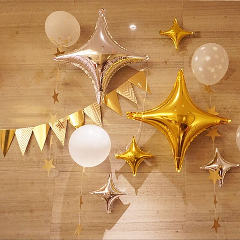 5pc 10/18 Zoll vier-Stern Folie Ballon Hochzeit Baby Geburtstag Party Dekorationen Hintergrund Aluminium Stern Ballon