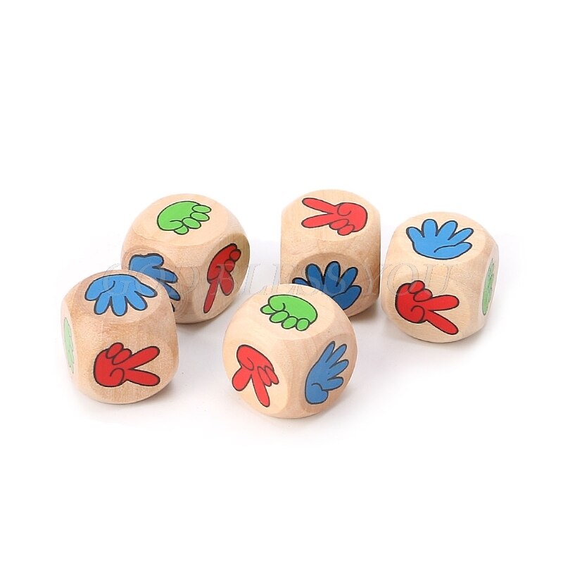 Jeu de dés à boire en pierre, 5 pièces, ciseaux en papier, devinette avec les doigts, jouets de Bar à dés en bois de 20mm