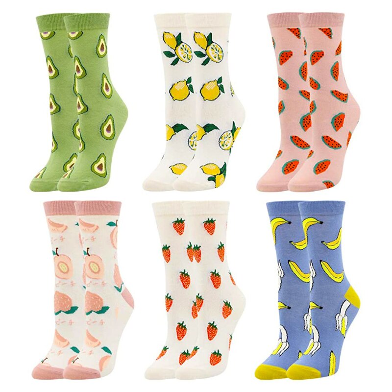 1 par søde avocado jordbær banan frugt mad medium strømper sjove japanske søde stil sokker afslappede kawaii pige sokker