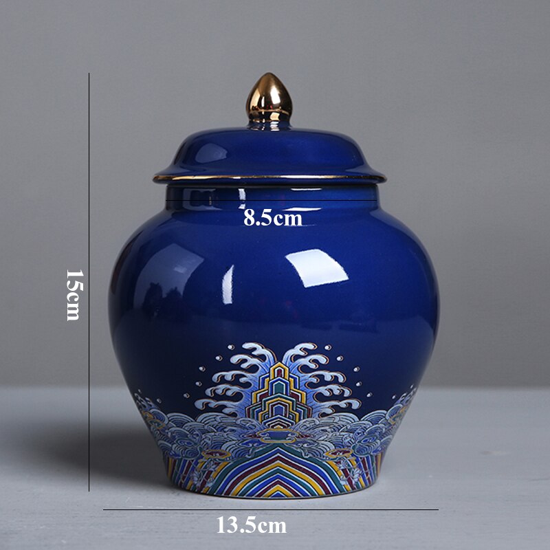 Blue and White Porcelain General Jar Candy Tea Storage Jar Flower Arrangement Ceramic Vase Household Sealed Storage Jar: G