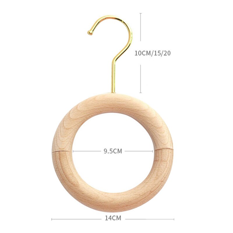 Wooden Ring Hanger Clothing Store 360 Rotating S-Shaped Round Scarf Ring Multifunctional Tie Holder Home Decoration-ABUX