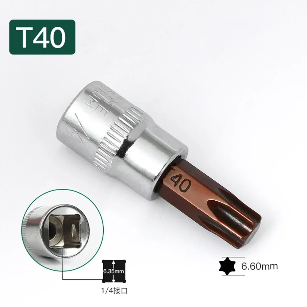 Dopsleutels Schroevendraaier Bit Hex Shank T15 T20 T25 T30 T40 Torx Schroevendraaier Bits 1/4 Inch Drive Socket Head
