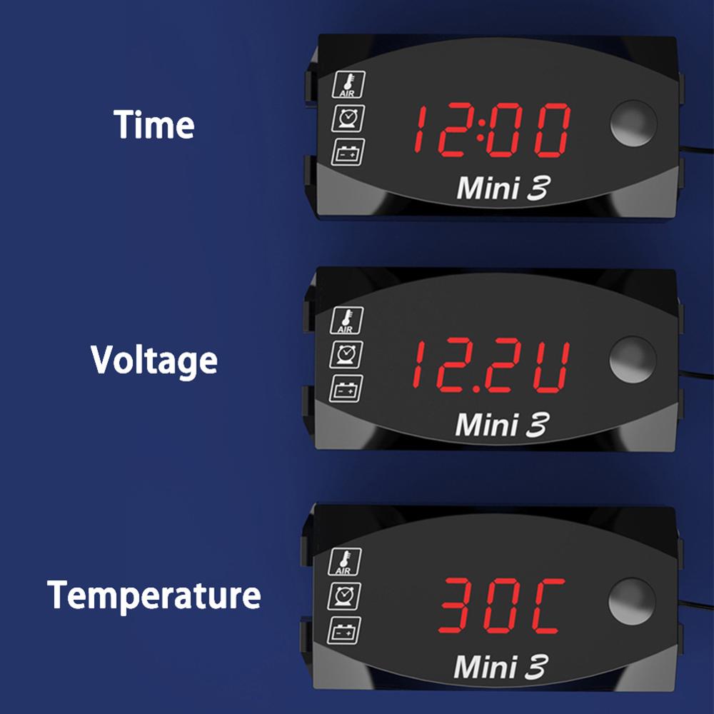 Neue Motorrad Elektronische Uhr Thermometer Voltmeter Drei-in-eins IP67 Wasserdicht Staub-nachweisen LED Uhr Digital Anzeige