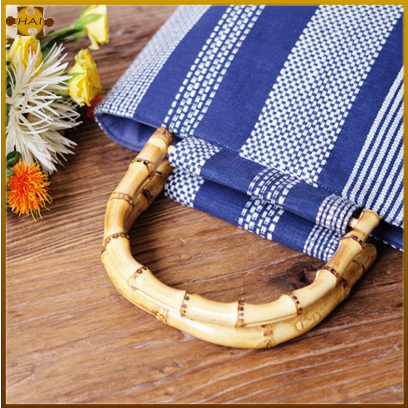 Asas de madera de bambú en forma de D para bolsos, Asa de mano hecha a mano, marco de bolso ambiental, accesorios de 13x9,5 cm