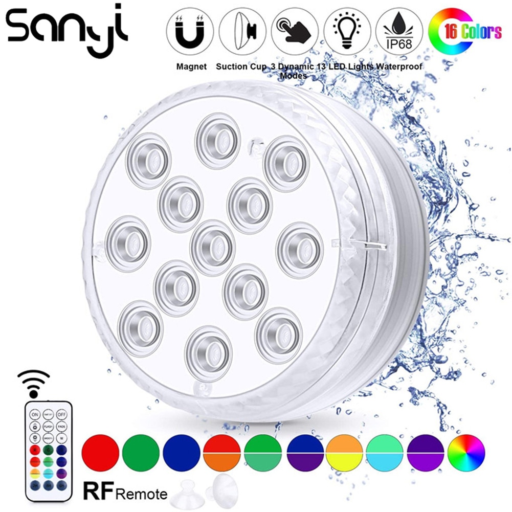 Submersible LED Light Wireless Remote Control Floating Light LED Underwater Lighting for Pool/Party Waterproof Night Light