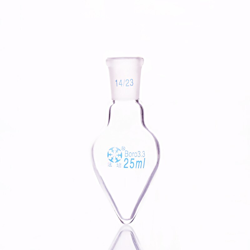 Peervormige kolf, Capaciteit 25 ml, Joint 14/23, hartvormige kolven, Grof hart-vormige slijpen flessen