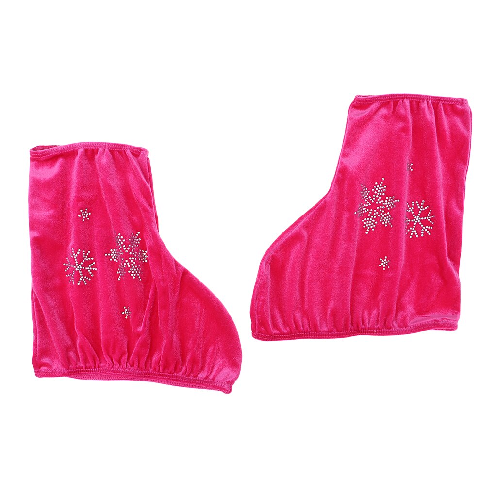 2pcs Ice Skate Boot Covers Protector for Figure Skating Velvet: Rose Red-M