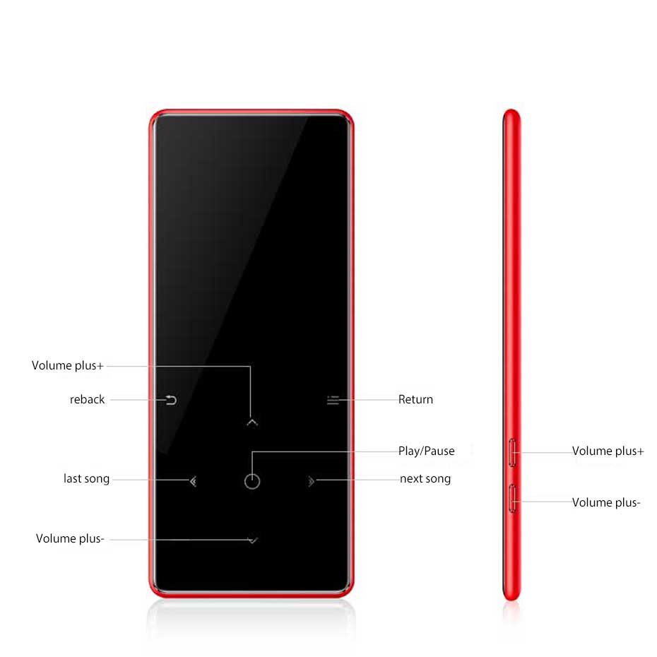 Iqq Bluetooth 4.1 Touch Screen MP3 Speler Bulit 16Gb En Luidspreker Met Fm Radio/Opname Draagbare slanke Lossless Geluid Walkman