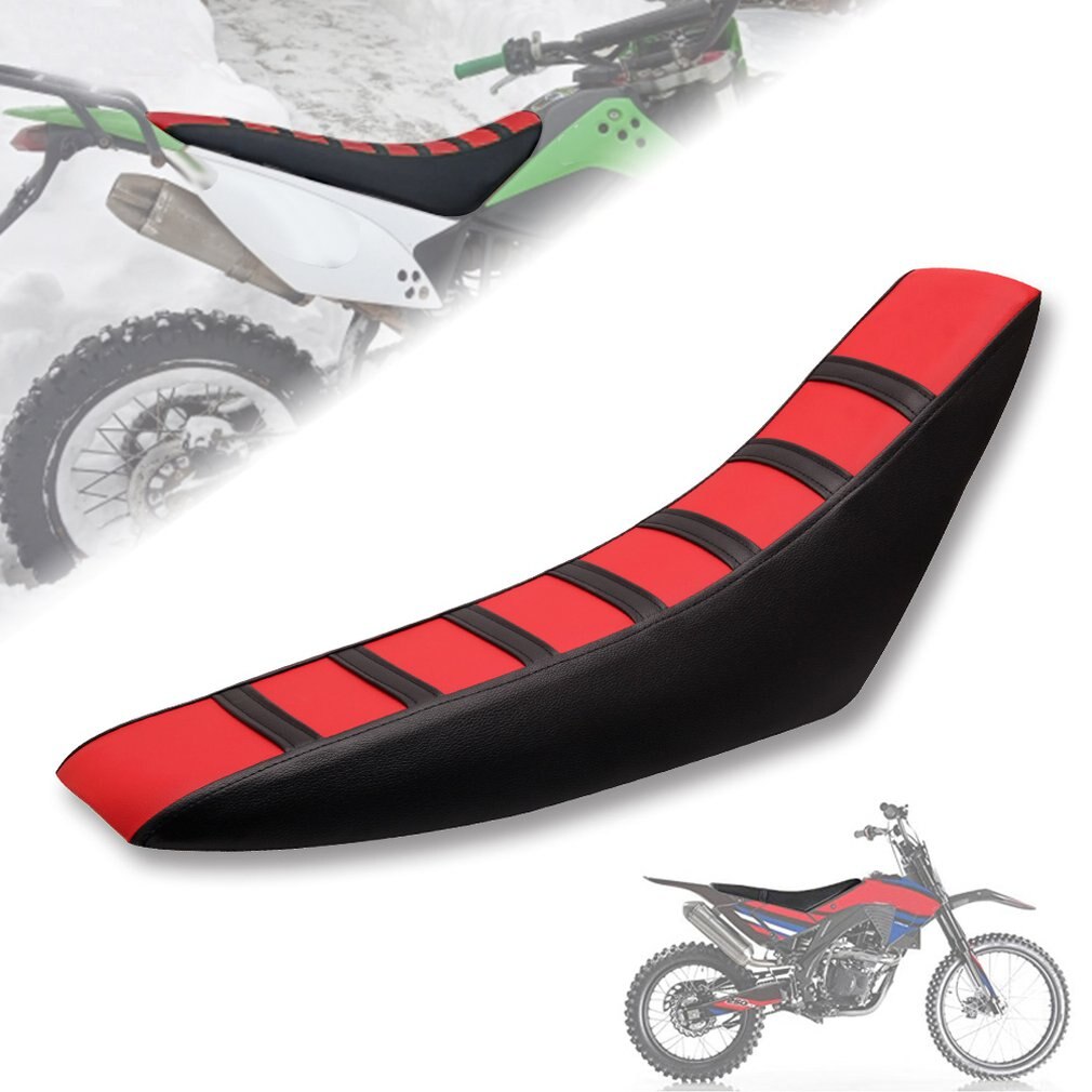 Universal Gripper Soft Motorcycle Seat Cover Rib Skin Rubber Dirt Bike Enduro Black + Red Rubber Vinyl Material