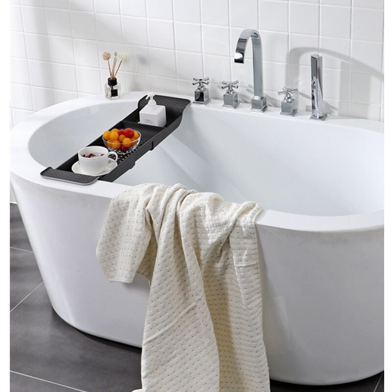 1pc Retractable Bathtub Storage Rack Bath Tray Shelf Tub Multi-Function Bathroom Tool Towel Kitchen Sink Drain Holder Organizer