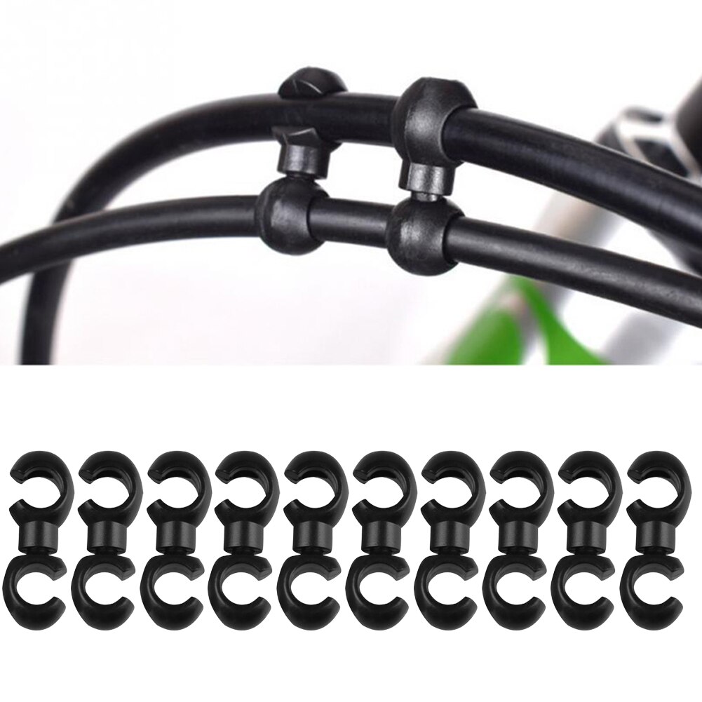 10pcs MTB Bike Brake Gear Cable S Style Clips Rotating Buckle Hose Guide Bicycle Cross Line Hook Tidy Clip Ring Clasp Clips
