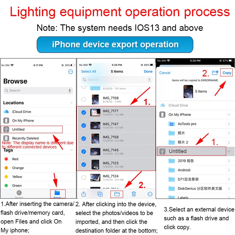 OTG USB Camera Multimemory Adapter for Lightning To Micro SD TF Card Reader Kit for Iphone Ipad for Apple Ios 13 Converter