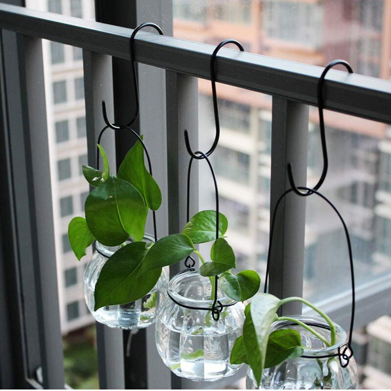 10pcs Stainless Steel S-Shape Hooks Kitchen Bedroom Black Silver Railing S Hanger Hook Clasp Holder Hooks Hanging Storage Tools