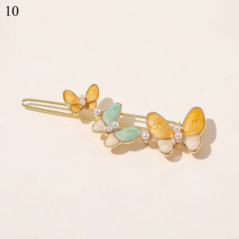 Vintage coloré perle épingles à cheveux géométrique papillon fleurs étoiles lune style pinces à cheveux doux coréen Barrette cheveux accessoires: 10