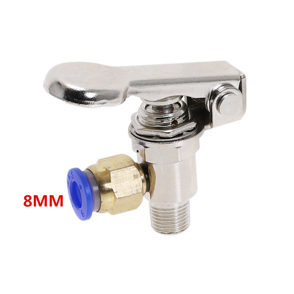 Avgasventil 3 -vägs  m5 hona 1/8 &quot; hangänga knappbrytare tv -3p luftpneumatisk mekanisk ventil med beslag: 8mm