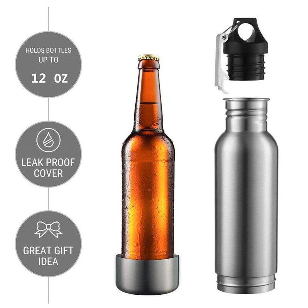 304 Stainless Steel Beer Bottle Holder Cold Insulation Portable Cover Protector Metal Glass Bottle Bottle with Opener I4Z7